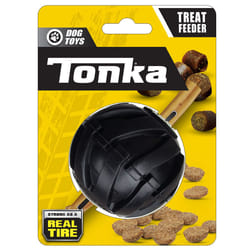 Tonka Mega Tread Ball Treat Holder Dog Toy, Lightweight, Durable and Water Resistant, 3 Inches, for Small/Medium/Large Breeds, Single Unit, Black