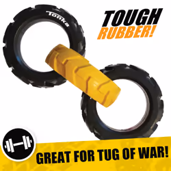 Tonka Rubber 3-Ring Tug Dog Toy  Lightweight  Durable and Water Resistant  7.5 Inches  for Medium/Large Breeds  Single Unit  Yellow/Black