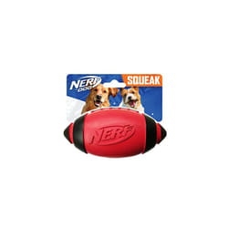 Nerf Dog Rubber Football Dog Toy with Interactive Squeaker  Lightweight  Durable and Water Resistant  5 Inch Diameter for Medium/Large Breeds  Single
