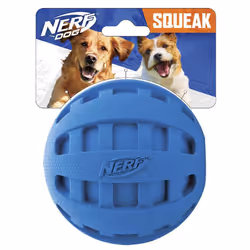 Nerf Dog Rubber Ball Dog Toy with Checkered Squeaker Lightweight Durable and Water Resistant 4 Inch Diameter for Medium/La ...