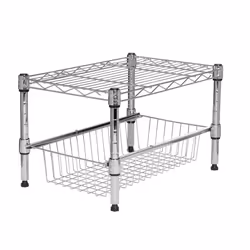 Honey-Can-Do Stacking Cabinet Organizer-Sm SHF-03525 Chrome 11.75 x 17.5