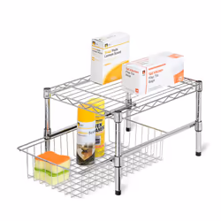 Honey-Can-Do Stacking Cabinet Organizer-Sm SHF-03525 Chrome 11.75 x 17.5