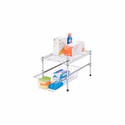 Honey-Can-Do Stacking Cabinet Organizer-Sm SHF-03525 Chrome 11.75 x 17.5