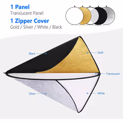 Neewer 32-Inch 80CM Portable 5 in 1 Translucent, Silver, Gold, White, and Black Collapsible Round Multi Disc Light Reflector