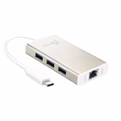 j5create JCH471 USB-C™ Gigabit Ethernet & Hub Multi Adapter, Metallic Champagne, Wired, USB Type-C, Ethernet, 5000 Mbit/s, Al ...
