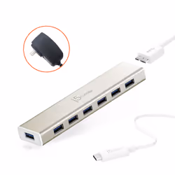 j5create JCH377 USB-C® 7- Port Hub - EU/UK, Metallic Champagne, USB 3.2 Gen 1 (3.1 Gen 1) Micro-B, USB 3.2 Gen 1 (3.1 Gen 1) ...