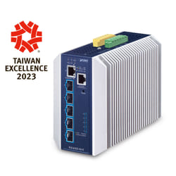 PLANET Industrial Layer 3 5-Port Managed L3 10G Ethernet (100/1000/10000) Aluminium, Blue
