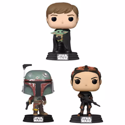 Funko POP! Star Wars Mandalorian Collectors Set - Marshal  Fennec Shand  and Luke with Child  Figures Stand 3.75"" Tall  Each ...