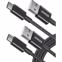 USB-A to USB-C Charger Cable 2 Pack (6ft Nylon), 331 Cable, USB C to USB 2.0 Double Braided Type C Charging Cable for Samsung ...