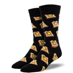 Socksmith Mens Buttered Toast Black Print Cotton Crew UK 6.5 - 12 Sock