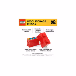 Room Copenhagen  LEGO Storage Brick Box - Stackable Storage Solution - Brick 2  Bright Red (L4002R)