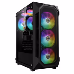 GAMDIAS ATX Mid Tower Gaming Computer PC Case Tempered Glass  Built-in 4X 120mm ARGB Case Fans  Front Airflow Mesh  Up to 6x1 ...