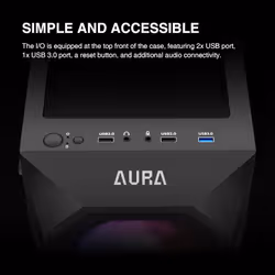 GAMDIAS ATX Mid Tower Gaming Computer PC Case Tempered Glass  Built-in 4X 120mm ARGB Case Fans  Front Airflow Mesh  Up to 6x120mm Fans  340m