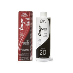 16oz) Wella Color Tango 4R Medium Aubur Permanent Hiarcolor - 4R + Developer (Vol. 20