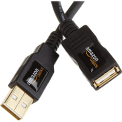 AmazonBasics USB 2.0 A, M/F, 2m USB cable USB A Black