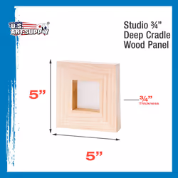 U.S. Art Supply 5 x 5 Birch Wood Paint Pouring Panel Boards  Studio 3/4 Deep Cradle Pack of 5 - Artist Wooden Wall Canvases - Painting Mixed-Media Cra