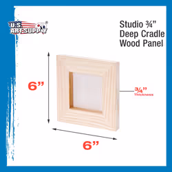 U.S. Art Supply 6 x 6 Birch Wood Paint Pouring Panel Boards  Studio 3/4 Deep Cradle Pack of 5 - Artist Wooden Wall Canvases - Painting Mixed-Media Cra