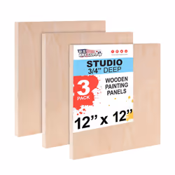 U.S. Art Supply 12 x 12 Birch Wood Paint Pouring Panel Boards  Studio 3/4 Deep Cradle Pack of 3 - Artist Wooden Wall Canvases ...