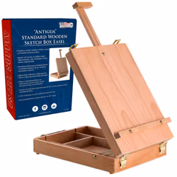 U.S. Art Supply Antigua Adjustable Wood Table Sketchbox Easel Premium Beechwood - Portable Wooden Artist Desktop Storage Cas ...