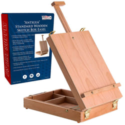 U.S. Art Supply Antigua Adjustable Wood Table Sketchbox Easel  Premium Beechwood - Portable Wooden Artist Desktop Storage Case - Store Art Paint  Mark