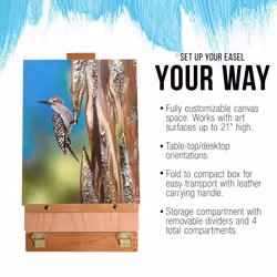 U.S. Art Supply Antigua Adjustable Wood Table Sketchbox Easel  Premium Beechwood - Portable Wooden Artist Desktop Storage Case - Store Art Paint  Mark