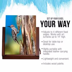U.S. Art Supply Walnut Solana Adjustable Wood Desk Table Easel with Storage Drawer  Paint Palette  Premium Beechwood - Portable Wooden Artist Desktop