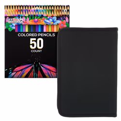 U.S. Art Supply 50 Piece Adult Coloring Book Artist Grade Colored Pencil Set with Zippered Storage and Carrying Case - Vibran ...