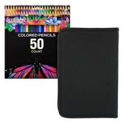 U.S. Art Supply 50 Piece Adult Coloring Book Artist Grade Colored Pencil Set with Zippered Storage and Carrying Case - Vibrant Colors  Smoot