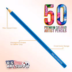 U.S. Art Supply 50 Piece Adult Coloring Book Artist Grade Colored Pencil Set with Zippered Storage and Carrying Case - Vibrant Colors  Smoot