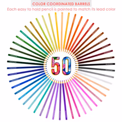 U.S. Art Supply 50 Piece Adult Coloring Book Artist Grade Colored Pencil Set with Zippered Storage and Carrying Case - Vibrant Colors  Smoot