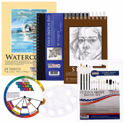 US Art Supply 20 Piece Artist Drawing  Sketch and Painting - Paper and Brush Accessory Pack