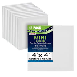 US Art Supply 4 x 4 Mini Professional Primed Stretched canvas (1-Pack of 12-Mini canvases) - Ideal for Painting & crafts