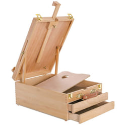 U.S. Art Supply Grand Cayman Extra Large 2 Drawer Adjustable Wood Table Sketchbox Easel  Paint Palette  Premium Beechwood - Portable Wooden Artist Des