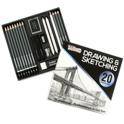 U.S. Art Supply 20 Piece Professional HiQuality Artist Sketch Set in Hard Storage Case  Sketch & Charcoal Pencils  Pastel  Stumps  Eraser