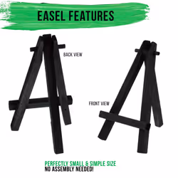 U.S. Art Supply 5 Mini Black Wood Display Easel Pack of 24  A-Frame Artist Painting Party Tripod Easel - Tabletop Holder Stand for Small Canvases  Kid
