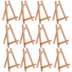 U.S. Art Supply 10.5 Small Tabletop Display Stand A-Frame Artist Easel Pack of 12 Beechwood Tripod  Kids Student School Paint ...