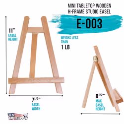 U.S. Art Supply 10.5 Small Tabletop Display Stand A-Frame Artist Easel - Beechwood Tripod  Kids Student Classroom School Painting Party Table Desktop