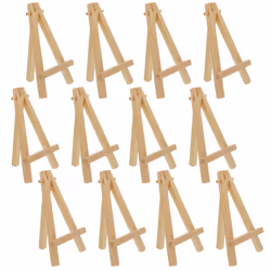 U.S. Art Supply 5 Mini Natural Wood Display Easel Pack of 12 A-Frame Artist Painting Party Tripod Easel - Tabletop Holder St ...