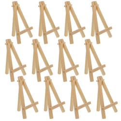 U.S. Art Supply 5 Mini Natural Wood Display Easel Pack of 12  A-Frame Artist Painting Party Tripod Easel - Tabletop Holder Stand for Small Canvases  K