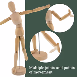 US Art Supply Wood 12"" Artist Drawing Manikin Articulated Mannequin with Base and Flexible Body - Perfect for Drawing The Human Figure (12"