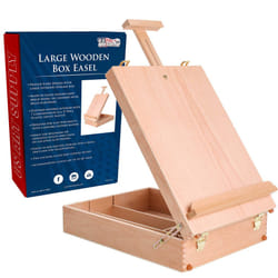 U.S. Art Supply Newport Extra Large Adjustable Wood Table Sketchbox Easel  Paint Palette  Premium Beechwood - Portable Wooden Artist Desktop Case - St
