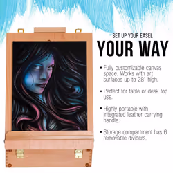 U.S. Art Supply Newport Extra Large Adjustable Wood Table Sketchbox Easel  Paint Palette  Premium Beechwood - Portable Wooden Artist Desktop Case - St