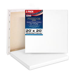 US Art Supply 20 x 20 inch Stretched canvas 12-Ounce Triple Primed  3-Pack - Professional Artist Quality White Blank 34 Profile  100 cotton  Heavy-Wei
