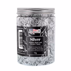 U.S. Art Supply Metallic Foil Schabin Gilding Silver Leaf Flakes - Imitation Silver 10 Gram Bottle - Gild Picture Frames  Pai ...