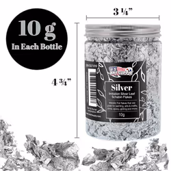 U.S. Art Supply Metallic Foil Schabin Gilding Silver Leaf Flakes - Imitation Silver 10 Gram Bottle - Gild Picture Frames  Paintings  Furniture  Decora