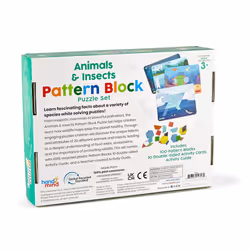 94461 Animals & Insects Set, Play, Shape Puzzle, Pattern Blocks Cards, Maths Counters, Sorting, Counting Toy, Preschool Activities, Ages 3+,