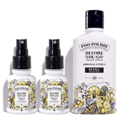 Poo-Pourri Original Citrus 9-Ounce Refill Bottle and (2) 1.4-Ounce Refillable Bottle Original Citrus