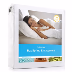 Linenspa Box Spring Encasement King Complete Protection with Zipper Waterproof Box Spring Protector King White