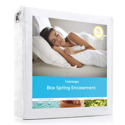 Linenspa Box Spring Encasement King  Complete Protection with Zipper  Waterproof Box Spring Protector King  White