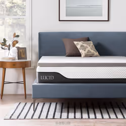 Lucid 2 Inch Mattress Topper Queen  Memory Foam  Bamboo Charcoal Infusion  Cooling Ventilation  Hypoallergenic  CertiPur Ce